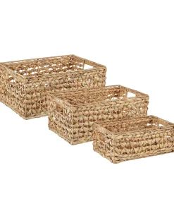 Clearance Beliani Set di 3 cestini MINNOW Vimini Naturale Marrone