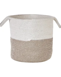 Online Beliani Set di 2 cestini PAZHA Cotone Beige Bianco Beige