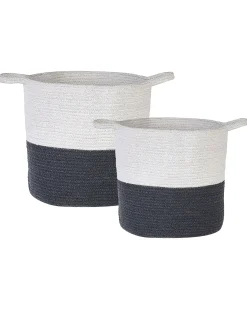 Best Beliani Set di 2 cestini PAZHA Cotone Nero Bianco Nero