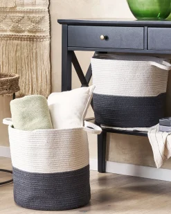 Best Beliani Set di 2 cestini PAZHA Cotone Nero Bianco Nero
