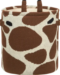 Outlet Beliani Set di 2 cestini per bambini Giraffa POMANG Cotone Marrone Beige Marrone