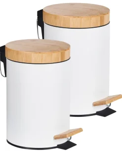 Hot Beliani Set di 2 cestini per i rifiuti 3 L ECOSMART Metallo Bianco Bianco Marrone