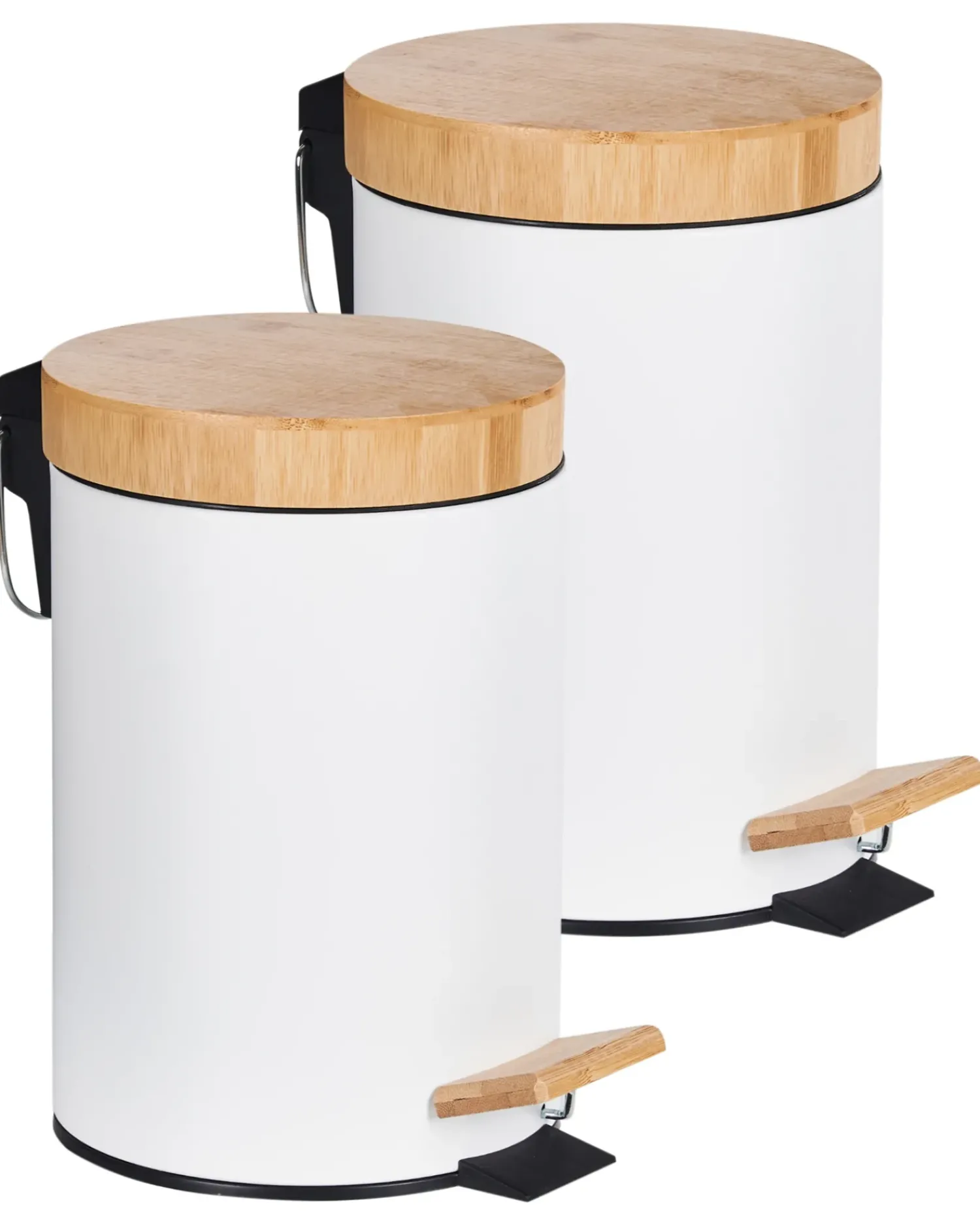 Hot Beliani Set di 2 cestini per i rifiuti 3 L ECOSMART Metallo Bianco Bianco Marrone