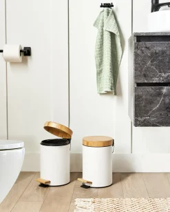 Hot Beliani Set di 2 cestini per i rifiuti 3 L ECOSMART Metallo Bianco Bianco Marrone