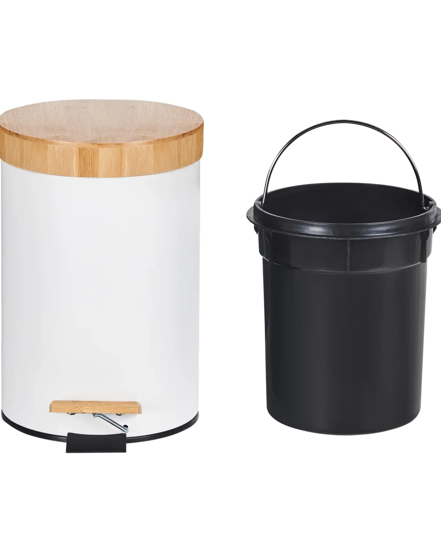 Hot Beliani Set di 2 cestini per i rifiuti 3 L ECOSMART Metallo Bianco Bianco Marrone