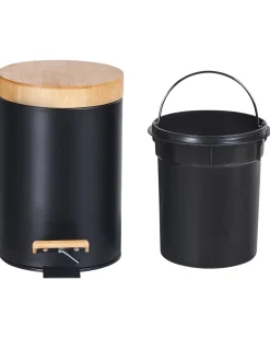 New Beliani Set di 2 cestini per i rifiuti 3 L ECOSMART Metallo Nero Marrone Nero