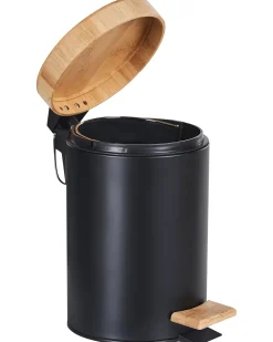 New Beliani Set di 2 cestini per i rifiuti 3 L ECOSMART Metallo Nero Marrone Nero