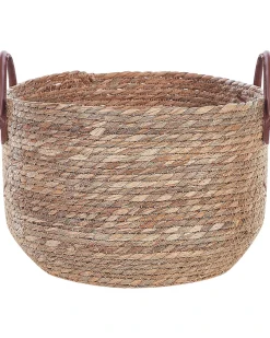 Beliani Set di 3 cestini SAYJAR Alghe marine Naturale Beige Marrone Naturale