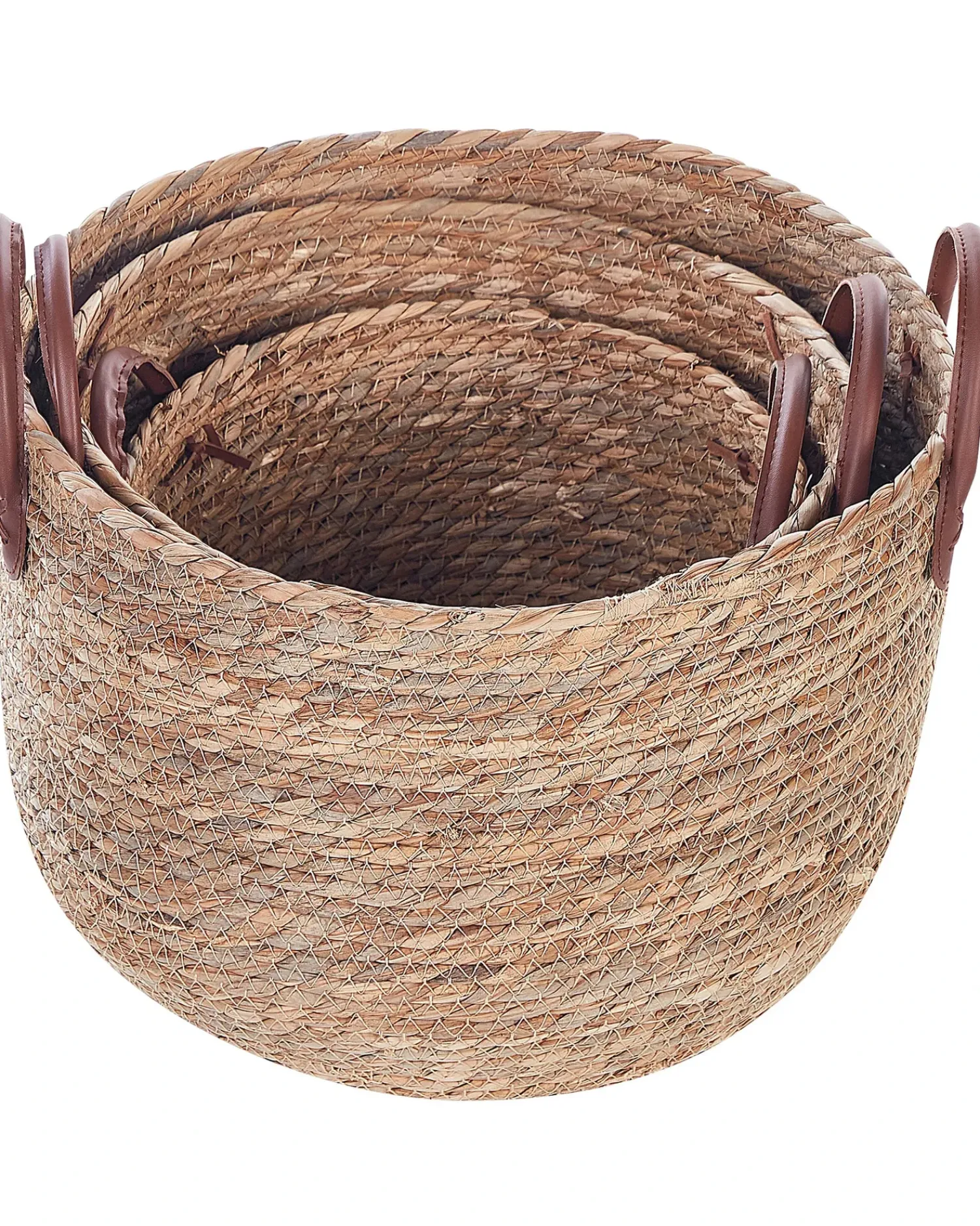 Beliani Set di 3 cestini SAYJAR Alghe marine Naturale Beige Marrone Naturale