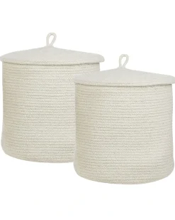 Best Beliani Set di 2 cestini SILOPI Cotone sporco Bianco