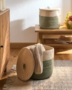 Beliani SILOPI Cotone Beige chiaro/Verde Beige Verde