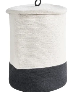 Discount Beliani SILOPI Cotone Bianco/Grigio scuro Bianco Grigio