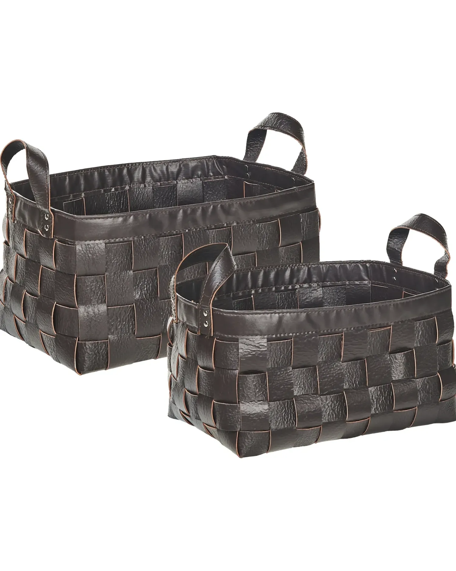 Discount Beliani Set di 2 cestini SIPPAR Pelle sintetica scuro Marrone