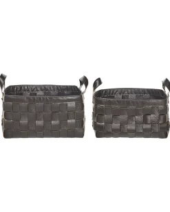 Discount Beliani Set di 2 cestini SIPPAR Pelle sintetica scuro Marrone