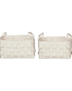 Hot Beliani Set di 2 cestini SIPPAR Pelle sintetica Beige