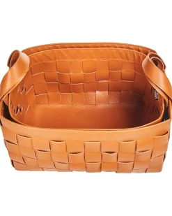 Outlet Beliani Set di 2 cestini SIPPAR Pelle sintetica dorato Marrone