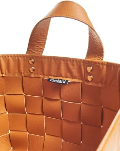 Outlet Beliani Set di 2 cestini SIPPAR Pelle sintetica dorato Marrone