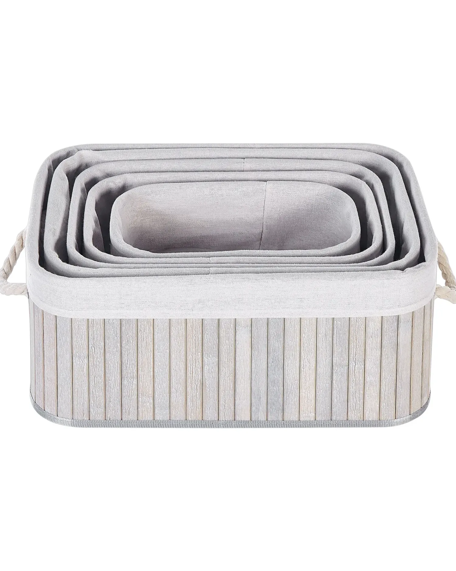 Beliani Set di 5 cestini TALPE Bambù Grigio Bianco Grigio