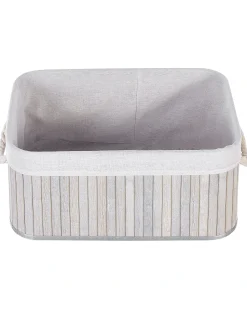 Beliani Set di 5 cestini TALPE Bambù Grigio Bianco Grigio