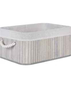Beliani Set di 5 cestini TALPE Bambù Grigio Bianco Grigio