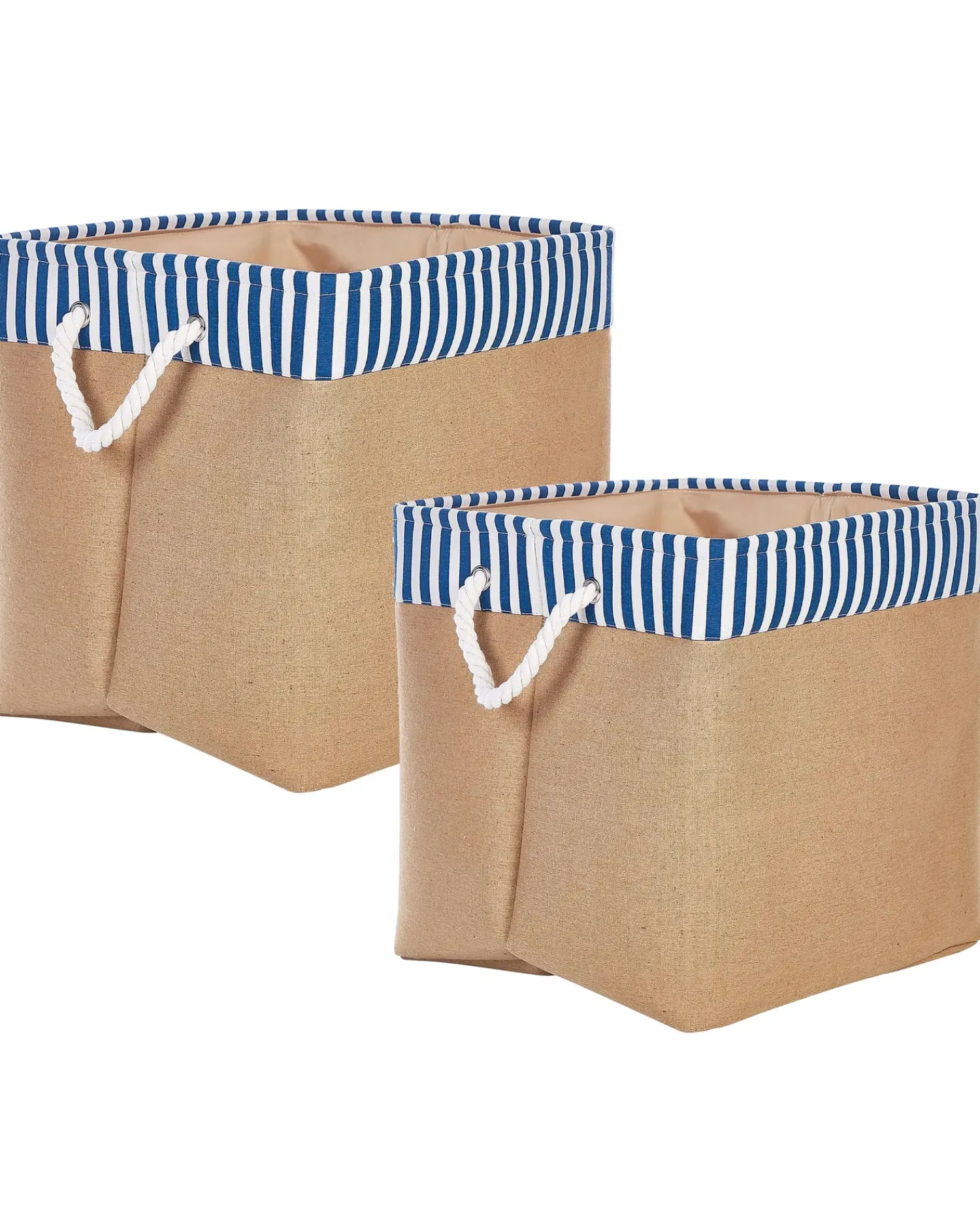 Discount Beliani Set di 2 cestini TUGUL Cotone Beige Beige Bianco Blu