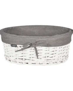 Outlet Beliani Set di 5 cestini VAKARI Legno di salice Grigio 55/89 L Bianco Grigio