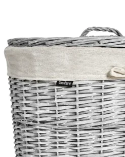 Outlet Beliani Set di 5 cestini VAKARI Legno di salice Bianco 55/89 L Bianco Grigio