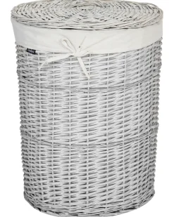 Outlet Beliani Set di 5 cestini VAKARI Legno di salice Bianco 55/89 L Bianco Grigio