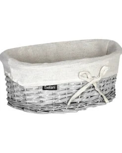 Outlet Beliani Set di 5 cestini VAKARI Legno di salice Bianco 55/89 L Bianco Grigio