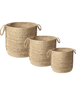 Discount Beliani Set di 3 cestini WADH Iuta Naturale