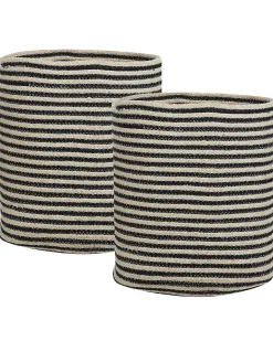 Beliani Set di 2 cestini YERKOY Cotone Nero Beige Nero