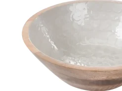 New Beliani Set di 2 ciotole decorative ARISH Legno di mango Marrone/Bianco Bianco Marrone