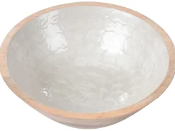 New Beliani Set di 2 ciotole decorative ARISH Legno di mango Marrone/Bianco Bianco Marrone