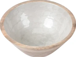 New Beliani Set di 2 ciotole decorative ARISH Legno di mango Marrone/Bianco Bianco Marrone