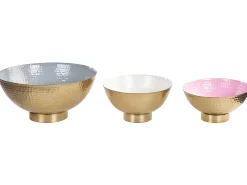 Online Beliani Set di 3 ciotole decorative BARU Metallo Oro Bianco Grigio Oro Rosa