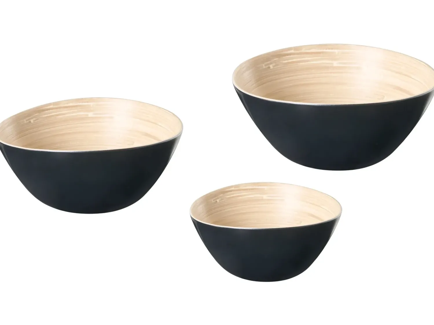 Outlet Beliani Set di 3 ciotole decorative BONHEUR Bambù Nero Naturale Nero