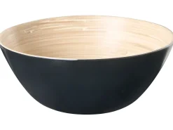 Outlet Beliani Set di 3 ciotole decorative BONHEUR Bambù Nero Naturale Nero