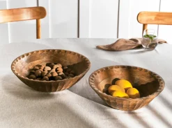Beliani Set di 2 ciotole decorative SOHAG Legno di mango Marrone