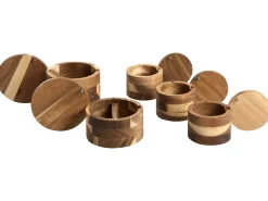 New Beliani Set di 5 contenitori per spezie PATISSERIE Legno d'acacia Marrone
