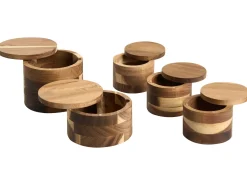 New Beliani Set di 5 contenitori per spezie PATISSERIE Legno d'acacia Marrone