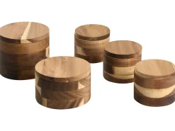 New Beliani Set di 5 contenitori per spezie PATISSERIE Legno d'acacia Marrone
