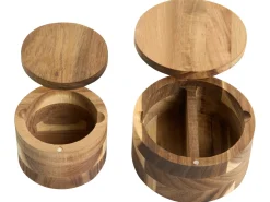 New Beliani Set di 5 contenitori per spezie PATISSERIE Legno d'acacia Marrone