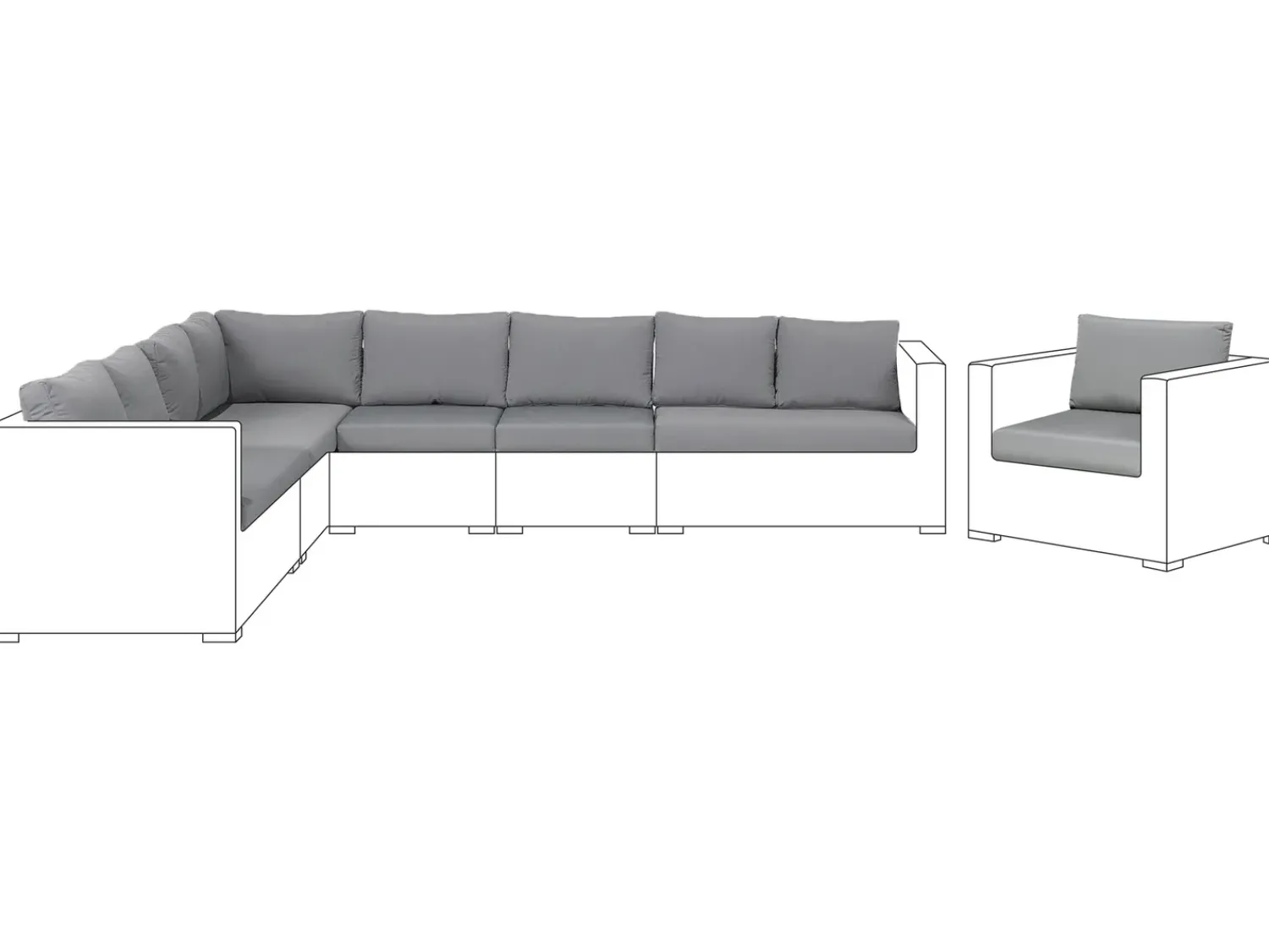 Outlet Beliani Set di copricuscini per esterni XXL Grigio