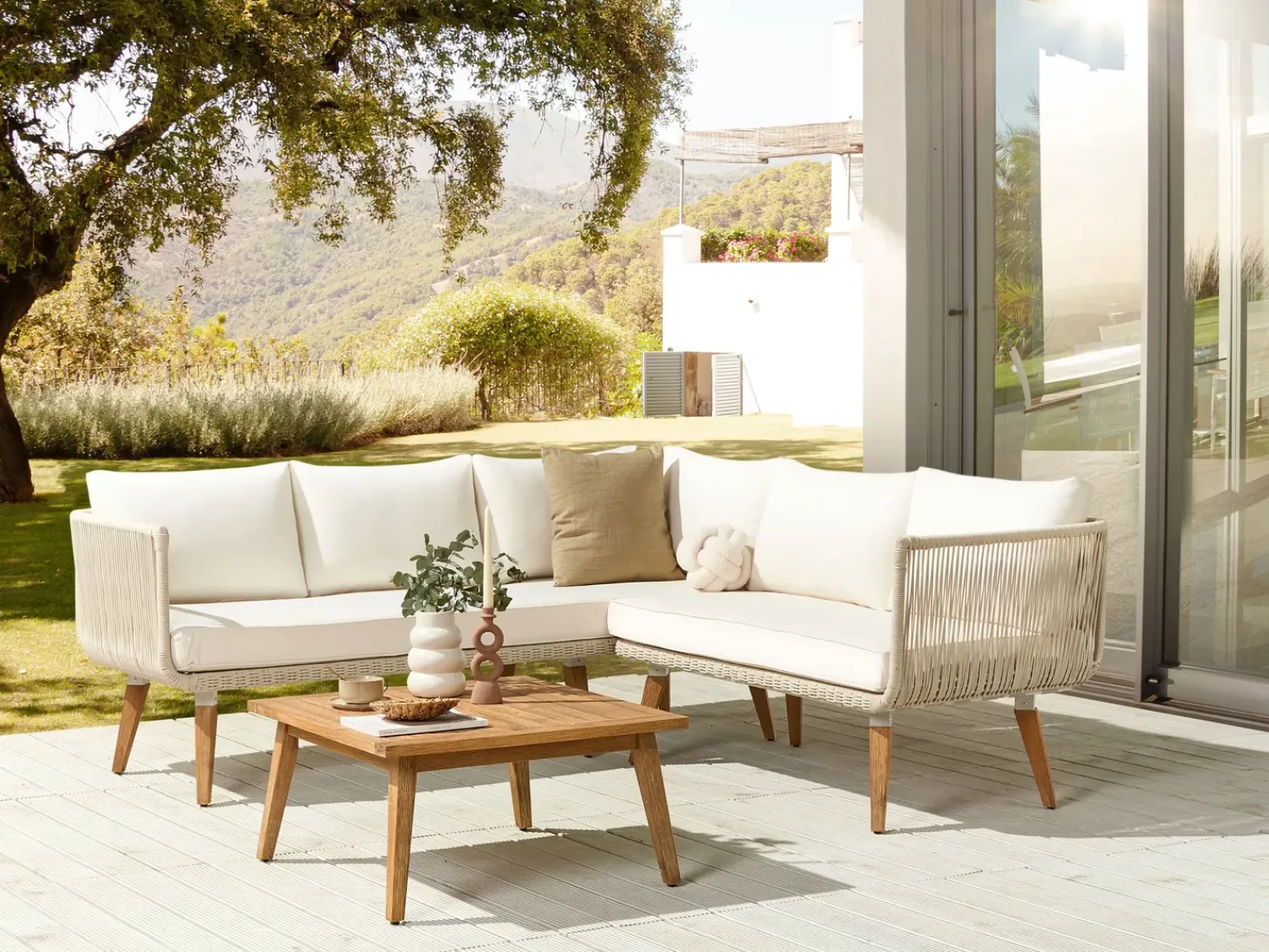 Online Beliani Set di copricuscini per esterni ALCAMO chiaro Beige