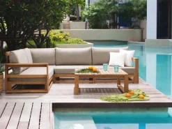 Outlet Beliani Set di copricuscini per esterni TIMOR Tortora Beige