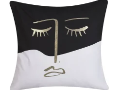 Discount Beliani Set di 2 cuscini ABELIA Cotone 45 x 45 cm Nero/Bianco Trama astratta Bianco Nero Oro