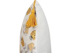 Discount Beliani Set di 2 cuscini ABUTILON 45 x 45 cm Beige Trama floreale Beige Giallo