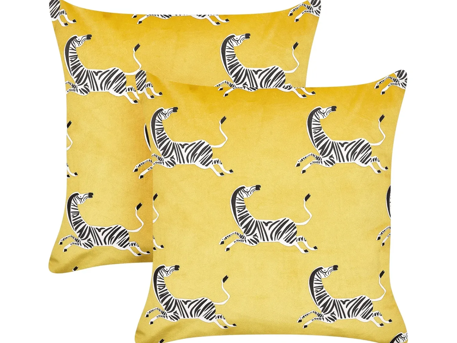 Best Beliani Set di 2 cuscini ACONITUM Velluto 45 x 45 cm Trama animale Giallo
