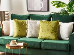 Sale Beliani Set di 2 cuscini AEONIUM Velluto 45 x 45 cm Verde oliva Trama astratta Verde Nero