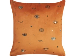 Online Beliani Set di 2 cuscini AEONIUM Velluto 45 x 45 cm Arancione Trama astratta Arancione Nero